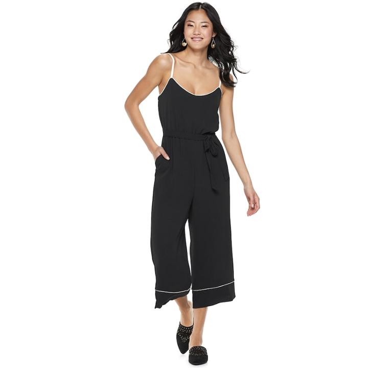 Juniors' As U Wish Piped Crop Jumpsuit, Teens, Size: Small, Oxford