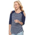 Juniors' So&reg; Cold Shoulder Raglan Tee, Teens, Size: Small, Blue