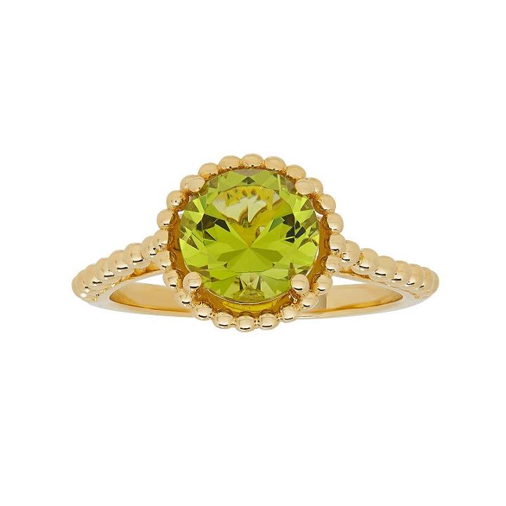 David Tutera 14k Gold Over Silver Simulated Peridot Ring, Women's, Size: 8, Green