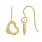 14k Gold Plated Heart Drop Earrings, Women's, Yellow
