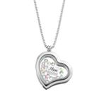 Blue La Rue Crystal Stainless Steel 1.2-in. Heart Mom Charm Locket - Made With Swarovski Crystals, Women's, White