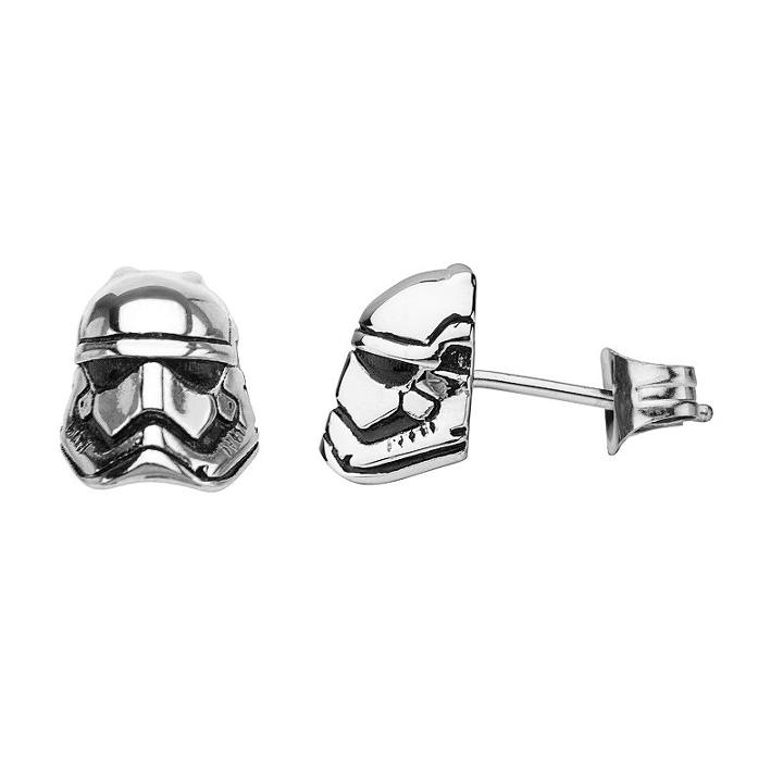 Star Wars: Episode Vii The Force Awakens Stainless Steel Stormtrooper Stud Earrings, Women's, Grey