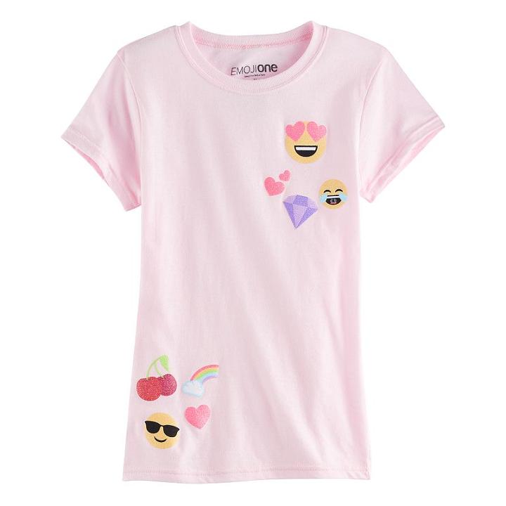 Girls 7-16 Emoji Patches Tee, Size: Xl, Pink