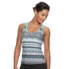 Women's Zeroxposur Printed Ladder-back Tankini Top, Size: 16, Turquoise/blue (turq/aqua)