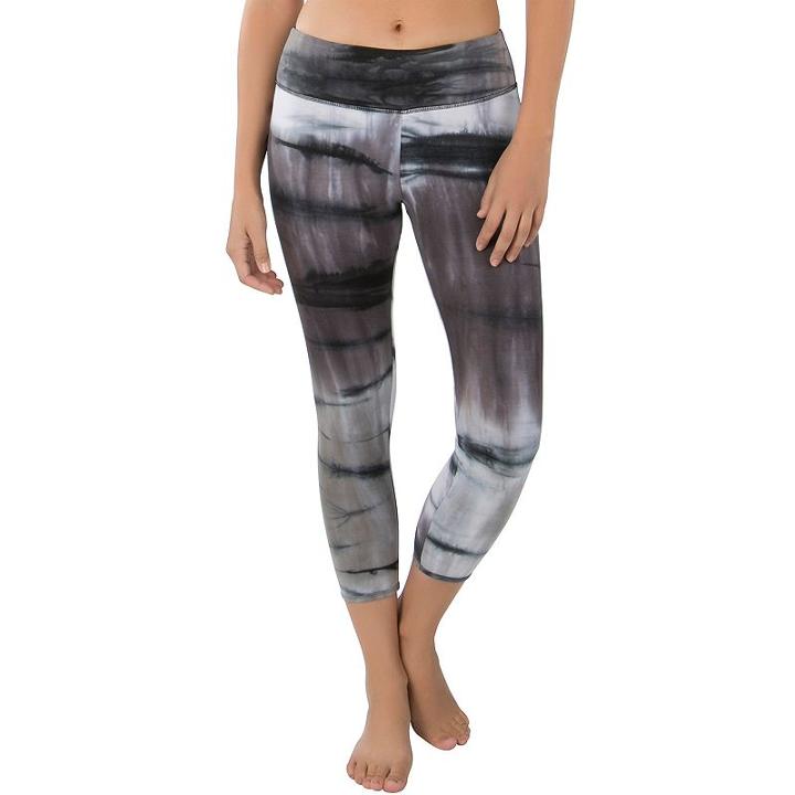 Women's Balance Collection Audrina Tie Dye Capris, Size: Large, Grey