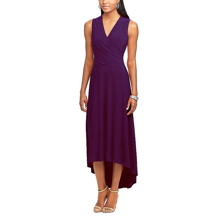 Women's Chaps Surplice Jersey Dress, Size: Large, Purple