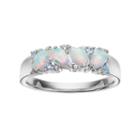 Sterling Silver Lab-created Opal & Swiss Blue Topaz Ring, Women's, Size: 7, White