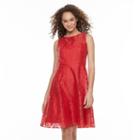 Women's Chaya Illusion Lace Fit & Flare Dress, Size: 16, Lt Orange