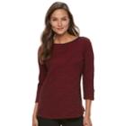 Petite Croft & Barrow&reg; Print Boatneck Top, Women's, Size: Xs Petite, Med Red