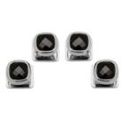 Faceted Onyx Cushion Studs, Men's, Black