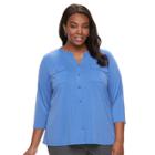 Plus Size Women's Croft & Barrow&reg; Button-up Top, Size: 1xl, Blue (navy)