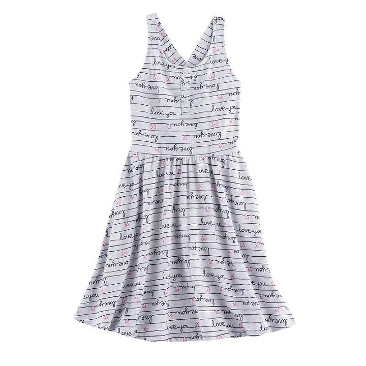 Girls 4-10 Jumping Beans® Patterned Henley Crossback Dress, Size: 5, Light Grey