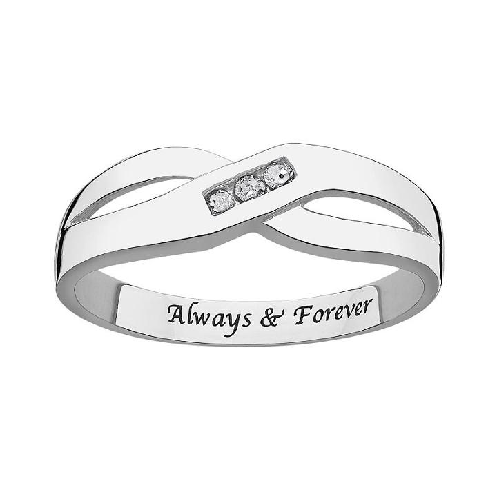 Sweet Sentiments Sterling Silver Diamond Accent Crisscross Ring, Women's, Size: 9, Grey