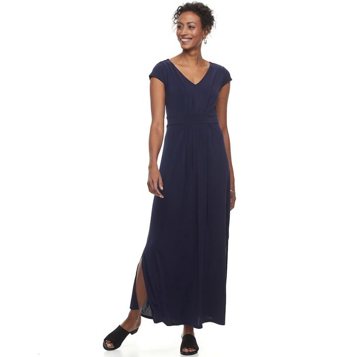 Women's Dana Buchman Shirred Maxi Dress, Size: Xs, Blue (navy)