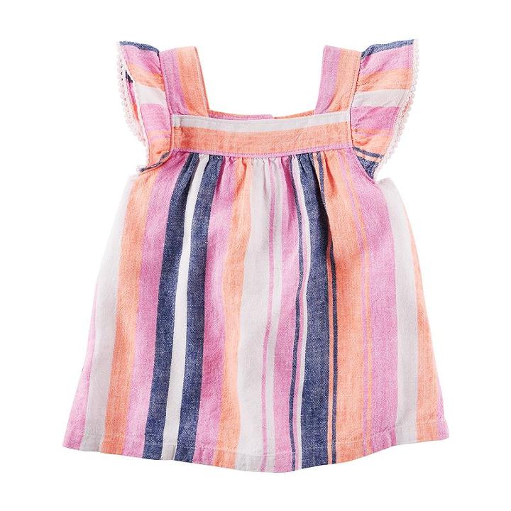 Girls 4-8 Carter's Striped Linen-blend Top, Girl's, Size: 6x, Ovrfl Oth
