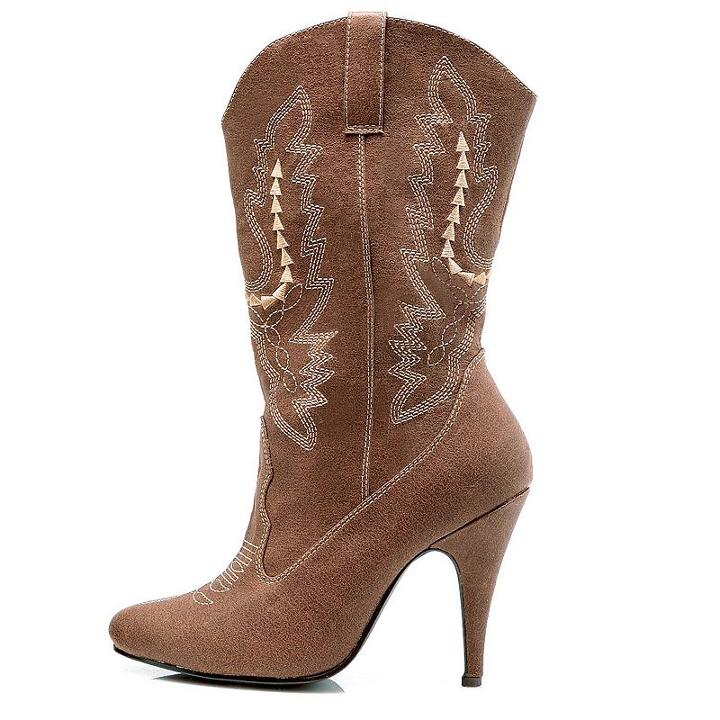 Adult Cowgirl Heeled Costume Boots, Size: 7, Brown