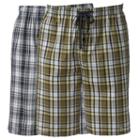 Men's Hanes Classics 2-pack Plaid Woven Jams Shorts, Size: Medium, Dark Green