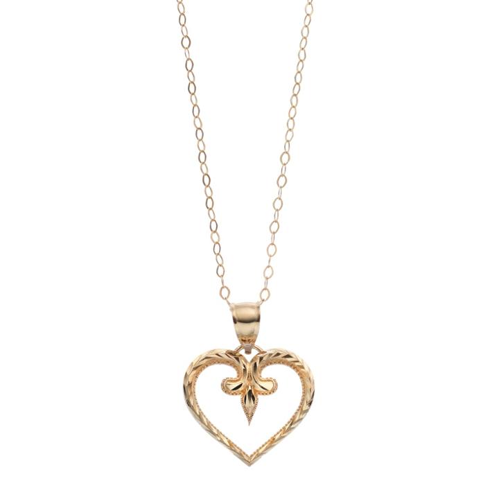 10k Gold Textured Heart Pendant Necklace, Women's, Size: 18