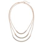Glittery Curved Bar Multi Strand Necklace, Women's, Pink Other