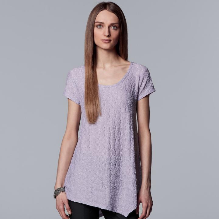 Women's Simply Vera Vera Wang Pucker Asymmetrical Hem Tee, Size: Large, Lt Purple
