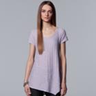 Women's Simply Vera Vera Wang Pucker Asymmetrical Hem Tee, Size: Large, Lt Purple