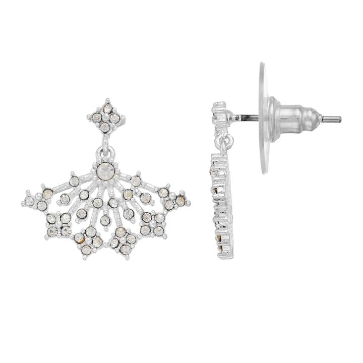 Lc Lauren Conrad Simulated Crystal Fan Nickel Free Drop Earrings, Women's, Silver