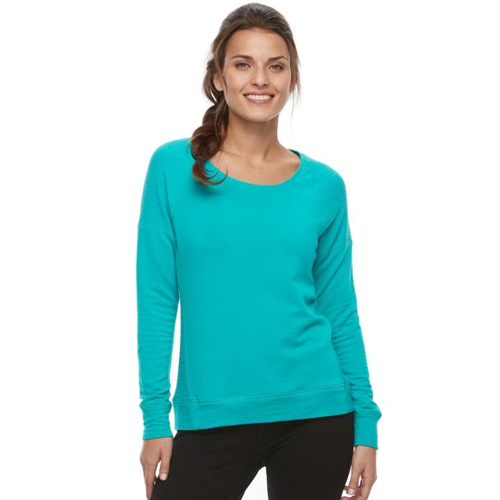 Petite Tek Gear&reg; Raglan French Terry Top, Women's, Size: S Petite, Med Green