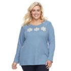 Plus Size Croft & Barrow&reg; Holiday Spirit Tee, Women's, Size: 1xl, Med Blue
