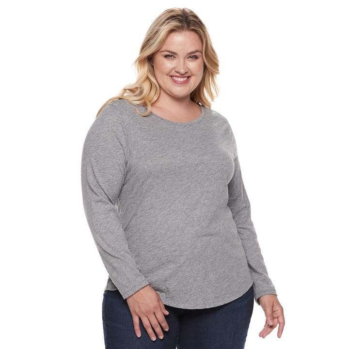 Plus Size Sonoma Goods For Life&trade; Essential Crewneck Tee, Women's, Size: 2xl, Light Grey