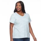 Plus Size Croft & Barrow&reg; Essential V-neck Tee, Women's, Size: 1xl, Light Blue
