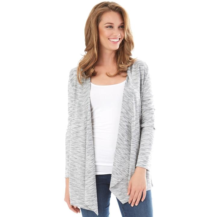 Women's Apt. 9&reg; French Terry Cardigan, Size: Medium, Light Grey