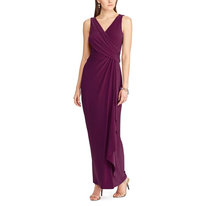 Women's Chaps Surplice Drape-front Full-length Dress, Size: 2, Purple