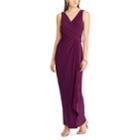 Women's Chaps Surplice Drape-front Full-length Dress, Size: 2, Purple