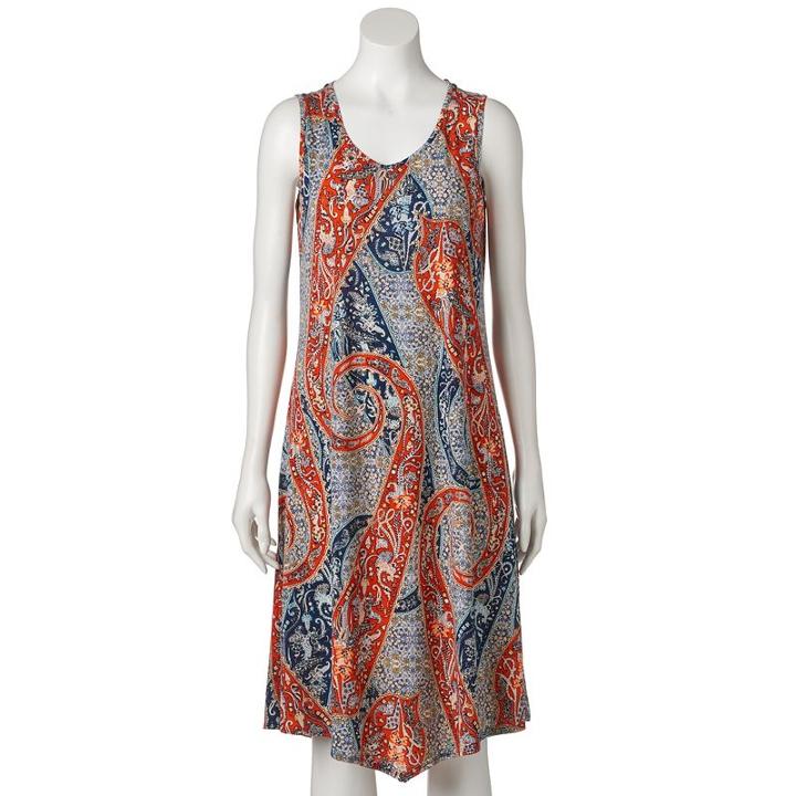 Women's World Unity Print Crochet Shift Dress, Size: Xl, Red Other