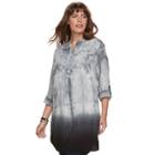 Plus Size Rock & Republic&reg; Tie-dye High-low Tunic, Women's, Size: 0x, White