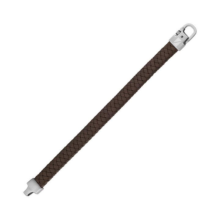 Axl By Triton Stainless Steel And Leather Black Diamond Accent Bracelet - Men, Size: 8.5, Brown