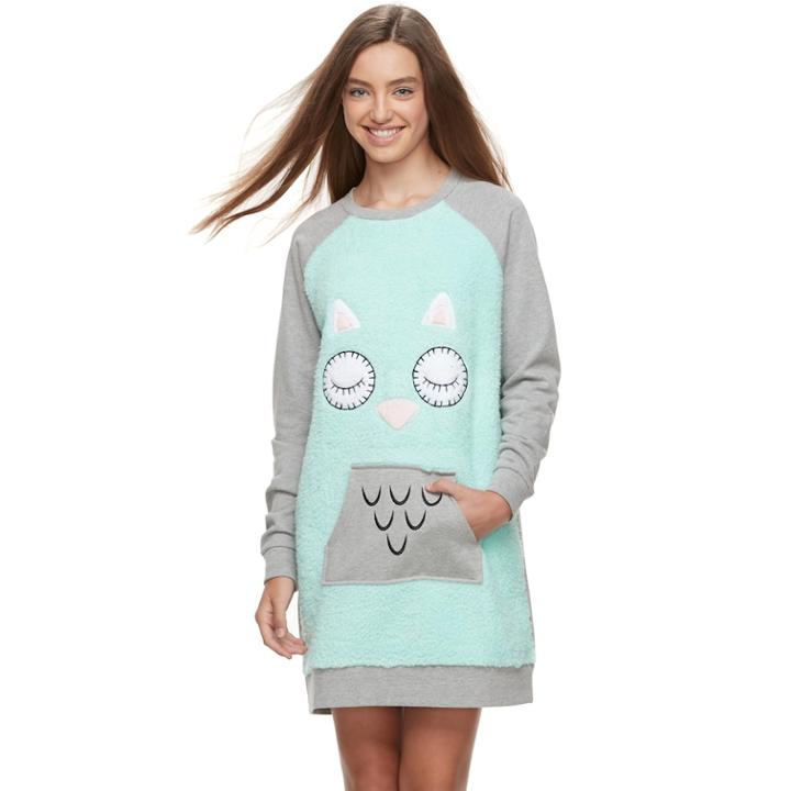 Juniors' Peace, Love & Fashion Cozy Animal Sleepshirt, Teens, Size: Small, Med Grey