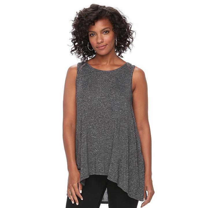 Women's Apt. 9&reg; Marled High-low Tank, Size: Medium, Black