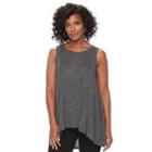 Women's Apt. 9&reg; Marled High-low Tank, Size: Medium, Black