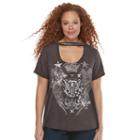 Plus Size Rock & Republic&reg; Cut-out Trim Tee, Women's, Size: 2xl, Grey
