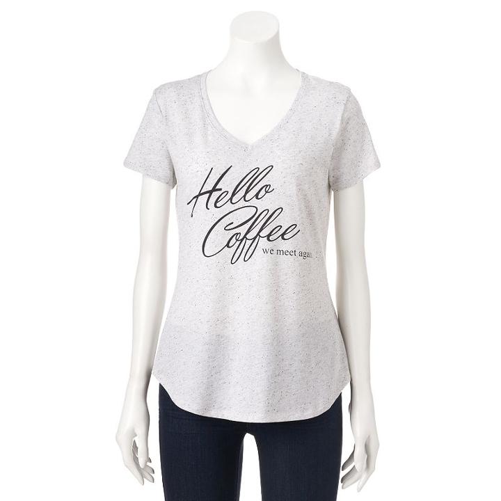 Women's Apt. 9® V-neck Graphic Tee, Size: Xxl, White