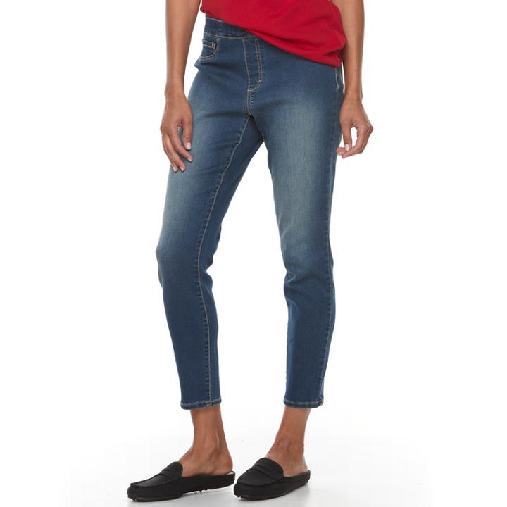 Women's Croft & Barrow&reg; Pull-on Skinny Jeans, Size: 4, Med Blue