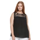Plus Size Apt. 9&reg; Strappy-yoke Tank, Women's, Size: 1xl, Black