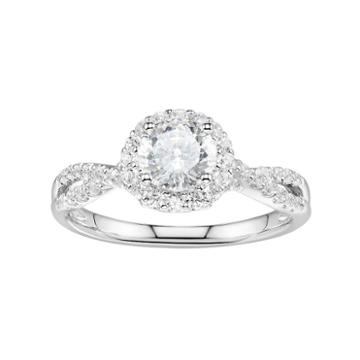 Diamonluxe Sterling Silver 2 1/3 Carat T.w. Simulated Diamond Halo Ring, Women's, Size: 8, White