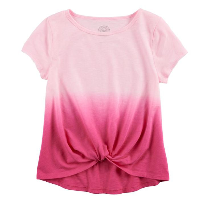 Girls 7-16 So&reg; Knot Front Tee, Size: 10, Med Pink