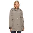 Women's Gallery Hooded Lined Rain Jacket, Size: Small, Beig/green (beig/khaki)