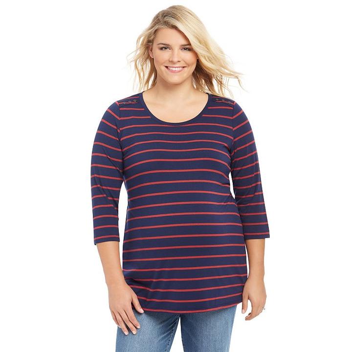 Plus Size Maternity Oh Baby By Motherhood&trade; Striped Tunic, Women's, Size: 2xl, Blue (navy)