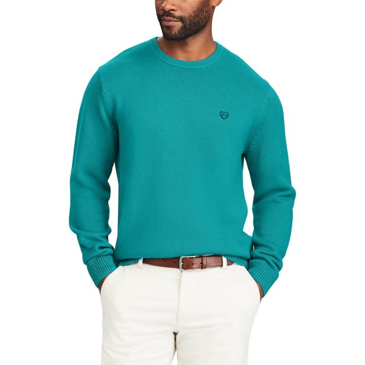 Men's Chaps Classic-fit Solid Crewneck Sweater, Size: Medium, Green