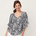 Women's Lc Lauren Conrad Print Bell Sleeve Top, Size: Xs, Oxford