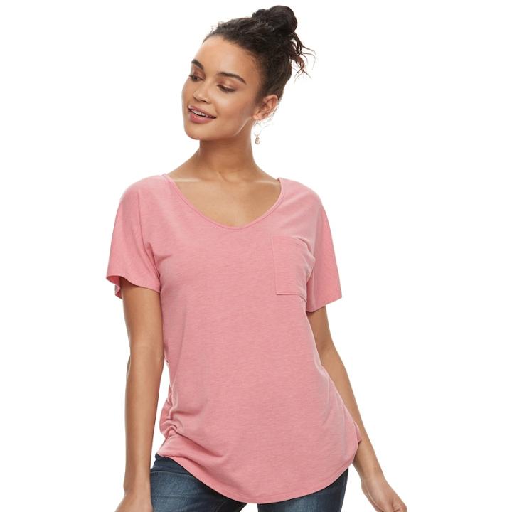 Juniors' So&reg; Cross Back Short Sleeve Tee, Teens, Size: Medium, Med Pink